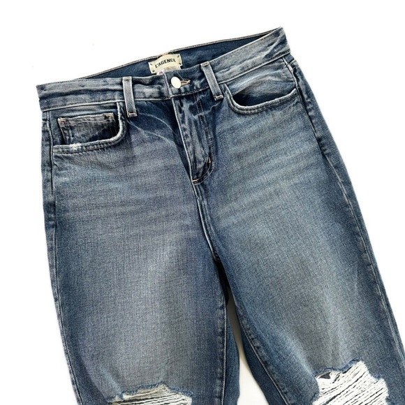 L’Agence Adele Stovepipe High Rise Crop Jeans Womens 26 Distressed Revolve - Picture 6 of 7